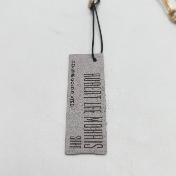 Robert Lee Morris RLM Gold Plated Necklace Faceted Glass Pendant Chain Link - Picture 5 of 9